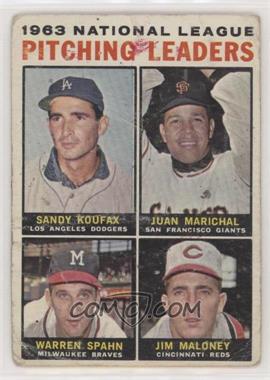 1964 Topps - [Base] #3 - League Leaders - 1963 NL Pitching Leaders (Sandy Koufax, Juan Marichal, Warren Spahn, Jim Maloney) [Poor to Fair]