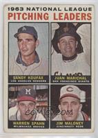League Leaders - 1963 NL Pitching Leaders (Sandy Koufax, Juan Marichal, Warren …