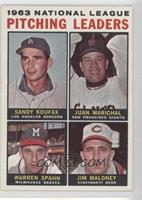 League Leaders - 1963 NL Pitching Leaders (Sandy Koufax, Juan Marichal, Warren …