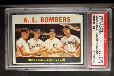 1964 Topps - [Base] #331 - A.L. Bombers (Roger Maris, Norm Cash, Mickey Mantle, Al Kaline) [PSA 6 EX‑MT]