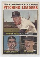 League Leaders - 1963 AL Pitching Leaders (Whitey Ford, Camilo Pascual, Jim Bou…