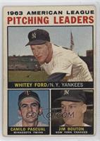 League Leaders - 1963 AL Pitching Leaders (Whitey Ford, Camilo Pascual, Jim Bou…