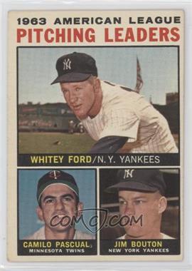 1964 Topps - [Base] #4.2 - League Leaders - 1963 AL Pitching Leaders (Whitey Ford, Camilo Pascual, Jim Bouton) (No Apostrophe After Pitching on Back)