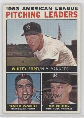 1964 Topps - [Base] #4.2 - League Leaders - 1963 AL Pitching Leaders (Whitey Ford, Camilo Pascual, Jim Bouton) (No Apostrophe After Pitching on Back)