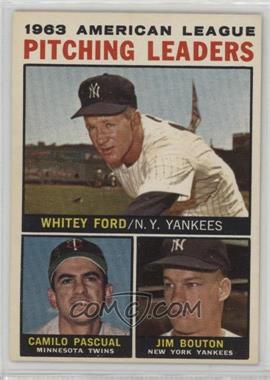 1964 Topps - [Base] #4.2 - League Leaders - 1963 AL Pitching Leaders (Whitey Ford, Camilo Pascual, Jim Bouton) (No Apostrophe After Pitching on Back)