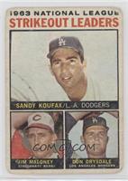 League Leaders - 1963 NL Strikeout Leaders (Sandy Koufax, Jim Maloney, Don Drys…