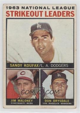 1964 Topps - [Base] #5 - League Leaders - 1963 NL Strikeout Leaders (Sandy Koufax, Jim Maloney, Don Drysdale) [Good to VG‑EX]