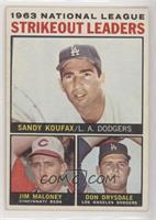 League Leaders - 1963 NL Strikeout Leaders (Sandy Koufax, Jim Maloney, Don Drys…