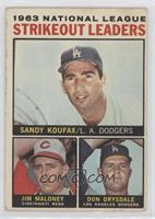 League Leaders - 1963 NL Strikeout Leaders (Sandy Koufax, Jim Maloney, Don Drys…