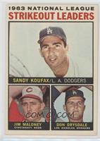 League Leaders - 1963 NL Strikeout Leaders (Sandy Koufax, Jim Maloney, Don Drys…