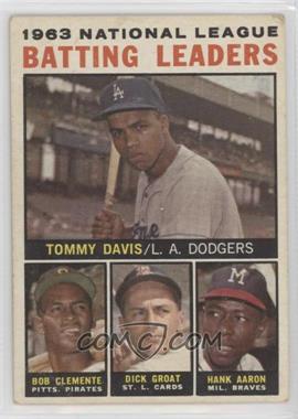 1964 Topps - [Base] #7 - League Leaders - 1963 NL Batting Leaders (Tommy Davis, Roberto Clemente, Hank Aaron, Dick Groat)