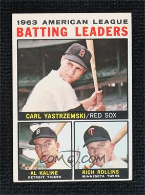 1964 Topps - [Base] #8 - League Leaders - 1963 AL Batting Leaders (Carl Yastrzemski, Al Kaline, Rich Rollins) [Good to VG‑EX]