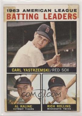 1964 Topps - [Base] #8 - League Leaders - 1963 AL Batting Leaders (Carl Yastrzemski, Al Kaline, Rich Rollins) [Poor to Fair]