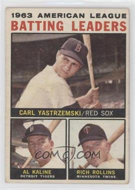 1964 Topps - [Base] #8 - League Leaders - 1963 AL Batting Leaders (Carl Yastrzemski, Al Kaline, Rich Rollins) [Poor to Fair]