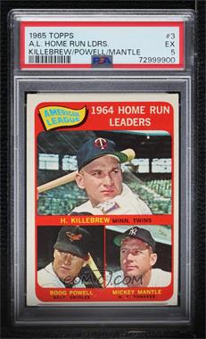 1965 Topps - [Base] #3 - League Leaders - Harmon Killebrew, Boog Powell, Mickey Mantle [PSA 5 EX]