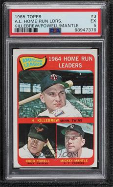 1965 Topps - [Base] #3 - League Leaders - Harmon Killebrew, Boog Powell, Mickey Mantle [PSA 5 EX]