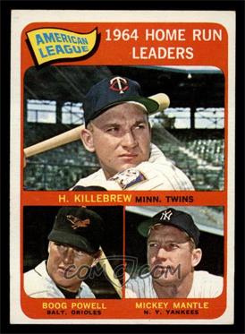 1965 Topps - [Base] #3 - League Leaders - Harmon Killebrew, Boog Powell, Mickey Mantle [EX MT]