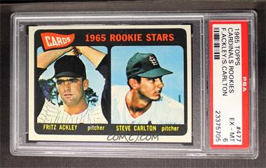 1965 Topps - [Base] #477 - 1965 Rookie Stars - Fritz Ackley, Steve Carlton [PSA 6 EX‑MT]
