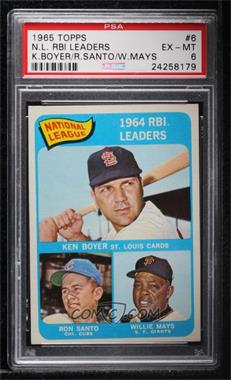 1965 Topps - [Base] #6 - League Leaders - Ken Boyer, Ron Santo, Willie Mays [PSA 6 EX‑MT]