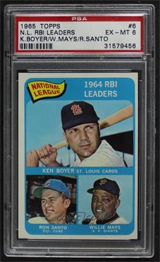 1965 Topps - [Base] #6 - League Leaders - Ken Boyer, Ron Santo, Willie Mays [PSA 6 EX‑MT]