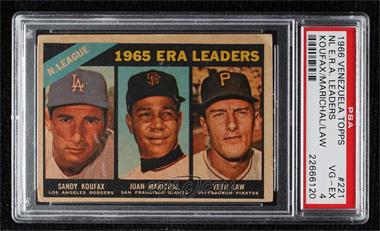 1966 Topps - [Base] - Venezuelan #221 - League Leaders - Sandy Koufax, Juan Marichal, Vern Law [PSA 4 VG‑EX]