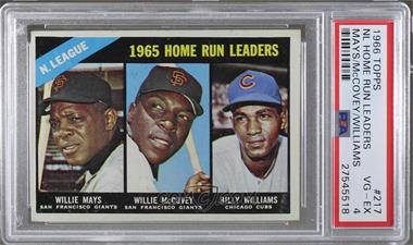 1966 Topps - [Base] #217 - League Leaders - Willie Mays, Willie McCovey, Billy Williams [PSA 4 VG‑EX]