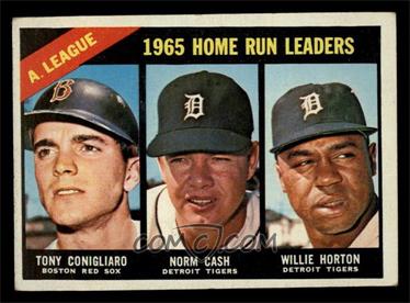 1966 Topps - [Base] #218 - League Leaders - Tony Conigliaro, Norm Cash, Willie Horton [VG EX]