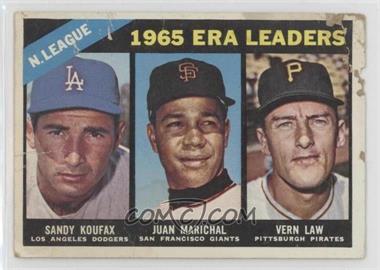 1966 Topps - [Base] #221 - League Leaders - Sandy Koufax, Juan Marichal, Vern Law [Poor to Fair]