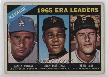 1966 Topps - [Base] #221 - League Leaders - Sandy Koufax, Juan Marichal, Vern Law [Poor to Fair]