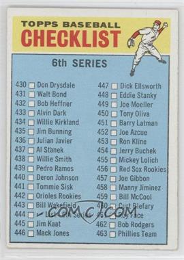 1966 Topps - [Base] #444.1 - Checklist - 6th Series (456 is Red Sox Rookies)