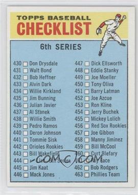 1966 Topps - [Base] #444.1 - Checklist - 6th Series (456 is Red Sox Rookies)