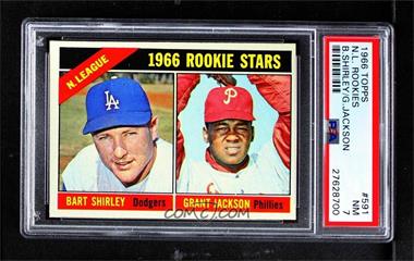 1966 Topps - [Base] #591 - High # - Bart Shirley, Grant Jackson [PSA 7 NM]