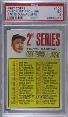 1967 Topps - [Base] #103.1 - 2nd Series Checklist (Mickey Mantle) (Period in #170 D. McAuliffe Well Defined) [PSA 5 EX]