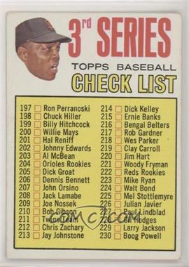 1967 Topps - [Base] #191.1 - 3rd Series Checklist (Willie Mays) (214 is Dick Kelley)