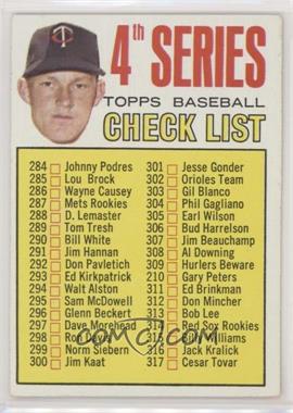 1967 Topps - [Base] #278 - 4th Series Baseball Checklist (Jim Kaat) [Good to VG‑EX]