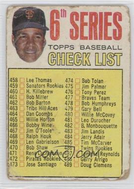 1967 Topps - [Base] #454.2 - 6th Series Checklist, Juan Marichal (Left Ear Visible) [Poor to Fair]