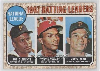 1968 Topps - [Base] #1 - League Leaders - Roberto Clemente, Tony Gonzalez, Matty Alou (Bob Clemente on Card) [Noted]