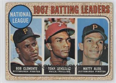 1968 Topps - [Base] #1 - League Leaders - Roberto Clemente, Tony Gonzalez, Matty Alou (Bob Clemente on Card) [Poor to Fair]