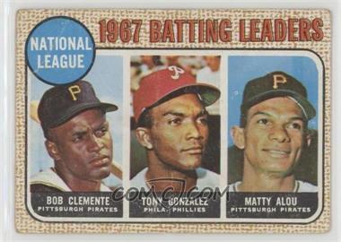 1968 Topps - [Base] #1 - League Leaders - Roberto Clemente, Tony Gonzalez, Matty Alou (Bob Clemente on Card) [COMC RCR Poor]