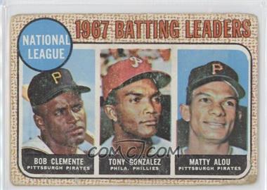 1968 Topps - [Base] #1 - League Leaders - Roberto Clemente, Tony Gonzalez, Matty Alou (Bob Clemente on Card) [Poor to Fair]