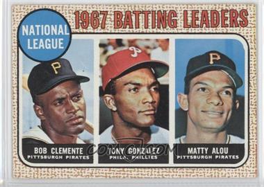 1968 Topps - [Base] #1 - League Leaders - Roberto Clemente, Tony Gonzalez, Matty Alou (Bob Clemente on Card)