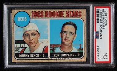 1968 Topps - [Base] #247.1 - 1968 Rookie Stars - Johnny Bench, Ron Tompkins ("Impressed tne Reds") [PSA 3 VG]