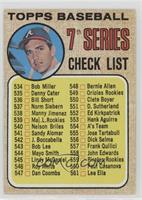 High # - 7th Series Checklist (Clete Boyer) (539 is Maj. L. Rookies)