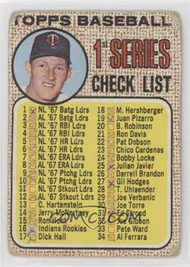 1968 Topps - [Base] #67 - Checklist - 1st Series (Jim Kaat) [Poor to Fair]