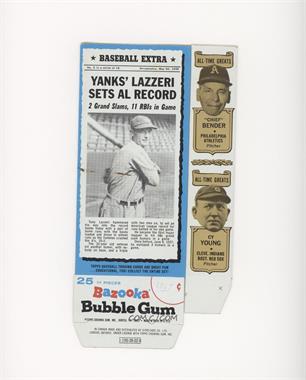 1969-70 Topps Bazooka All-Time Greats - Gum Baseball Full Box #3 - Tony Lazzeri, Chief Bender, Cy Young, Christy Mathewson, Grover Alexander [Good to VG‑EX]