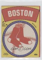 Boston Red Sox Round Logo (Yellow Background Blue Circle Red/Black Stitching)