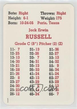 1969 APBA Baseball Great Teams of the Past - [Base] #_JARU - Jack Russell [Poor to Fair]