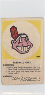 1969 Fleer Cloth Patches - Team Logo Quiz Cards #_CLIN - Cleveland Indians [Good to VG‑EX]