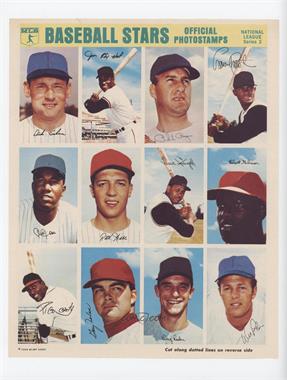 1969 Sports Collectors Photostamps - Uncut 12-Card Sheet #NL3 - Dick Selma, Jim Ray Hart, Phil Regan, Manny Mota, Cleon Jones, Rick Wise, Willie Stargell, Bob Gibson, Rico Carty, Gary Nolan, Doug Rader, Wes Parker