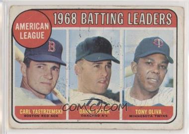 1969 Topps - [Base] #1 - League Leaders - Carl Yastrzemski, Danny Cater, Tony Oliva [Poor to Fair]